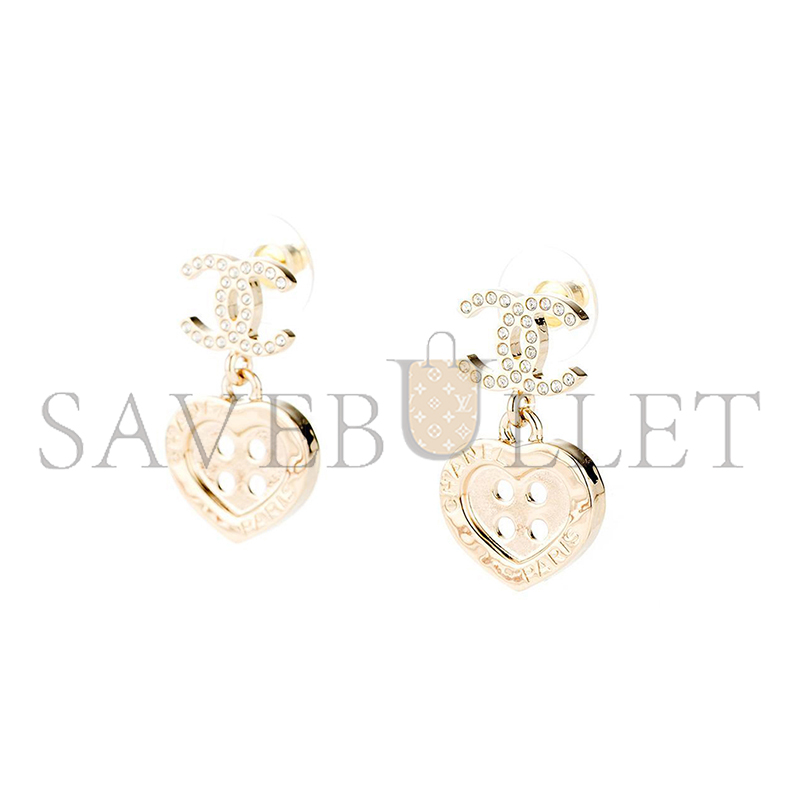Ch**el heart-shaped button pendant earrings